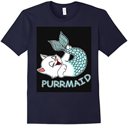 Men's Funny PurrMaid Cat Mermaid T-Shirt 2XL Navy