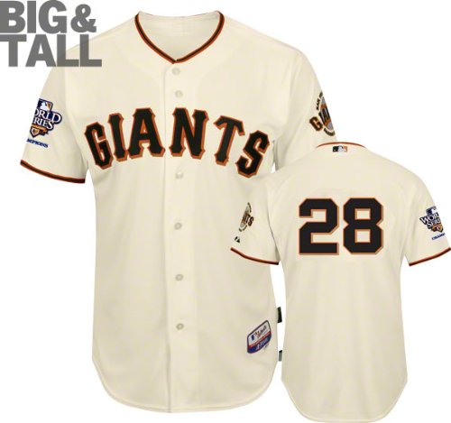 MLB Men's San Francisco Giants Buster Posey Six Button Cool Base Authentic Extended Size Home Jersey (Ivory, 56/XXX-Large)