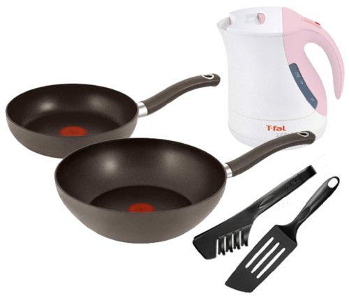 Cover image : T-fal 【Amazon.co.jp限定】 IHコンフォートセットDX (ウォックパン28cm・フライパン21cm・ロングターナー・トング・電気ケトル ジャスティン シュガーピンク 1.2L)