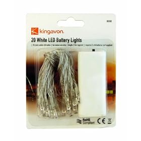 White LED Battery Christmas Lights x20. Ideal For Mini Trees, Wreaths etc