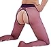 Queen.M Erotic Open Crotch Sheer Stocking Transparent Pantyhose Sexy Silk Socks ,Purple,One Size