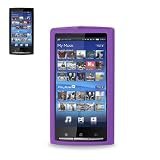 New Fashionable Perfect Fit Soft Silicon Gel Protector Skin Cover (Faceplate/Snap On) Rubber Cell Phone Case for Sony Ericsson Xperia X10 - PURPLE