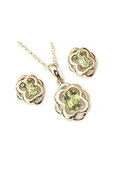 Peninsula Jewellery 9Ct Gold Peridot Celtic Pendant And Stud Earring Set