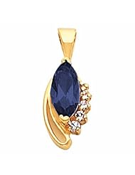 14K Yellow Gold Marquise Cut Tanzanite and Diamond Pendant -- LIFETIME WARRANTY