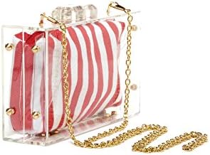 Pink Cosmo Women's Acrylic Box Clutch With Stripe PouchBag