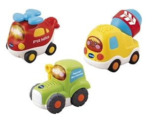 Vtech - 203905 - Jouet Premier Age - Tut Tut Bolides - Coffret Trio - Tracteur + Hélico + Bétonnière