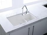 Kohler K-6411-2-FF Indio Undercounter Double Offset Basin Kitchen Sink with Two-Hole Faucet Drilling, Sea Salt