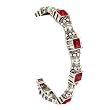 Silvertone Red Stone Designer Stretch Bracelet Fashion Jewelry