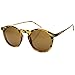 zeroUV Retro Horned Rim P3 Keyhole Round Horn Rimmed Sunglasses (Shiny-Tortoise Amber)