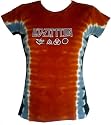 Led Zeppelin 'Symbols' Tie Dye shirt Ladies 'babydoll' rust/blue tee