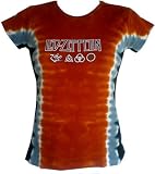 Led Zeppelin  Symbols  Tie Dye shirt Ladies  babydoll  rust/blue tee