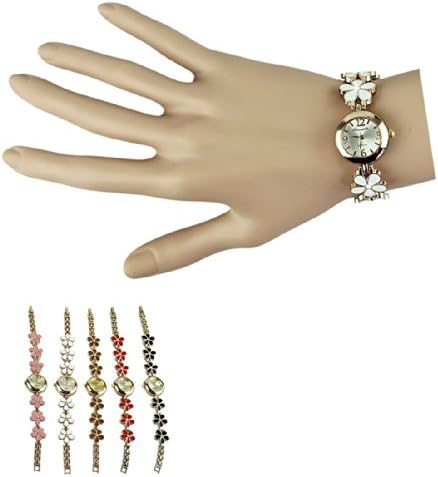 Voberry Hot Sale Korean Fashion Daisies Flower Rose Gold Bracelet Women Girl Watch WristWatches Gift for Summer Season,Birthday,Christmas,Mother'Days etc.