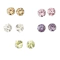 Cubic Zirconia Round Earring 5 Piece Set - Multicolor