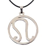 Zodiac Sign Necklace Leo Pendant Stainless Steel on Rubber Cord By Bucasi