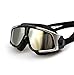 Swim Goggles,Mirrored Swim Goggles By COPOZZ with Multicolor Stylish UV Protection Anti-fog Super Big Lenses and Adjust Head- Strap Black Silver