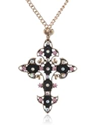 Betsey Johnson "Angel Devil" Cross Long Rosary Necklace, 29"