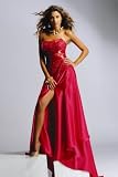 One Slit Fuchsia Evening Gowns by Jovani