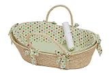 Green 'Fun Dots' Moses Basket and Bedding Set - Unisex