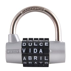 Wordlock PL-031-SL 5-Letter Combination Spanish Language Padlock, Silver