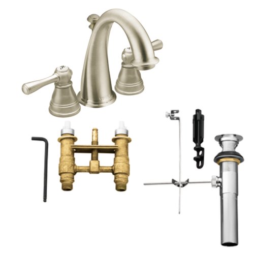 Moen T6123BN9300 Kingsley TwoHandle High Arc Bathroom Faucet with Valve, Brushed Nickel Save