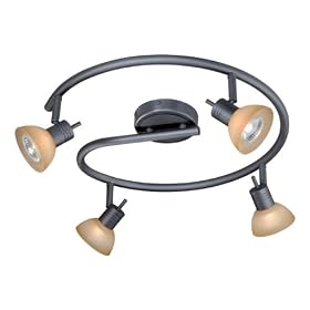 Spot Light - 4 Light Track Spot Lighting Fixture - Dark Bronze - Brushed Cognac Beige... by Vaxcel Lighting