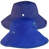 Boys Solid Blue Reversible UV Sun Protective Bucket Hats (UPF 50+)