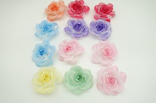 Chiffon Flower with clips (12 pcs) assorted colors