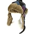 Peruvian Design Faux Fake Fur Animal Trooper Trapper Ski Aviator Cap Hat Blue