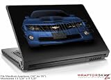 Medium Laptop Skin 2010 Chevy Camaro Aqua Black Stripes on Black