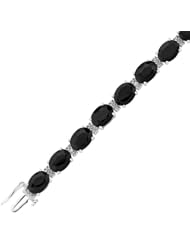 Black Onyx and Diamond Sterling Silver Bracelet