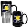 Indiana Pacers Stainless Steel Travel Mug & Black Ceramic Mug Set - Primary Logo NBA Basketball