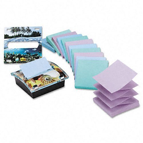 Post-it® Notes, Original Pop-Up Refill, 3 Inches x 3 Inches, Aquatic Colors, 12-Pack, Includes Free Pop-Up Dispenser and Designer Insert
