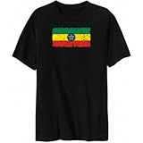 T-Shirt Black  Ethiopia Vintage - Retro / Destroyed  Flag