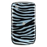 Premium Designer Hard Snap On Crystal Case for the Blackberry 8520 Curve/Gemini - Cool Blue Zebra Print