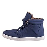 Damen Schuhe, STIEFELETTEN, BOOTS WARM GEFÜTTERT, 7945B, Synthetik in hochwertiger Leder Optik, Blau, Gr 41