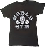 W110 World Gym T Shirt Acid Wash Classic logo