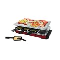 Classic Raclette 8-Person Party Grill with Granite Top - Red