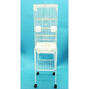Tall Square 4 Perch Bird Cage with Stand Color: White