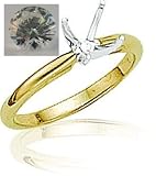 0.67 Carat Round Diamond 14K Gold yellow-gold Bridal Engagement Ring K Color I1 Clarity