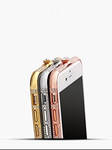 iphone 6 Plus Case, Bumper, Frame, Aluminum Metal Hard Frame, Luxury Diamond Bling Shiny Sparkling with Crystal Rhinestone for Apple iphone 6 PLUS Only (5.5") - Retail Packaging (Gold) (Silver)