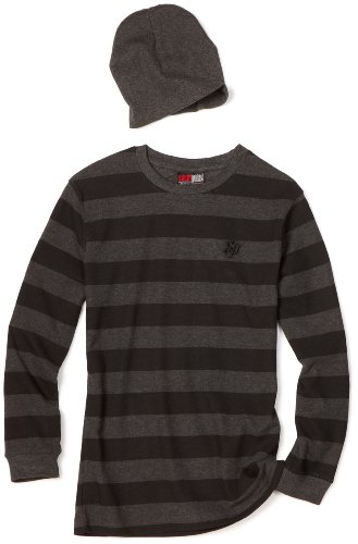 Southpole - Kids Boys 8-20 Stripe Thermal Jacket with Beanie, Heather Charcoal, Large