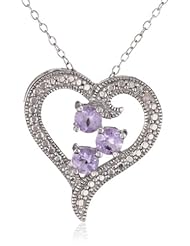 Sterling Silver Diamond-Accented Heart Pendant Necklace