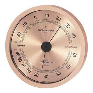 【クリックで詳細表示】EMPEX (エンペックス) 温・湿度計 スーパーEX高品質温・湿度計 壁掛用 EX-2728 シャンパンゴールド