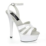 6 Inch Sexy High Heel Shoe Platform Sandal With Ankle Strap White CLEARANCE