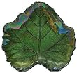 Large Glass Kale Green Grape Leaf Plate 12" x 12.25"