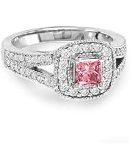 0.97ct tw Pink Diamond Antique look Split Shank Ring set 14k Gold