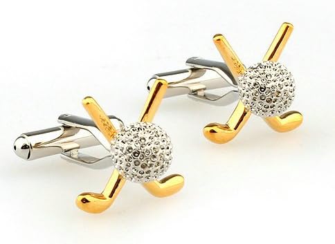 Silver Gold Tone Golf Ball Clubs Wedding Groom Men's Cufflinks Shirt Cuff Links by Preciastore