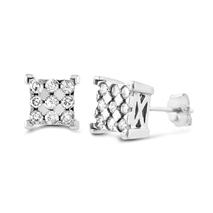 10k White Gold 1/4-ct. T.W. Diamond Square Stud Earrings