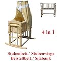4 in 1 Wiege Babywiege Stubenbett Stubenwagen Bett Kinderbett Babybett Beistellbett