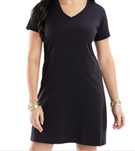Cover Up, Black Short Sleeve Vneck T-dress Jersey for Monogramming